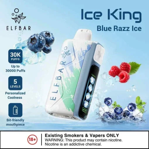 Elf Bar Ice King 30K Blue Razz Ice Disposable Vape � 30000 Puffs Adjustable Cooling | Buy Online Mumbai - Vape Shop Mumbai