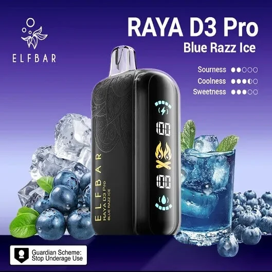 Elf Bar Raya D3 Pro 30K Blue Razz Ice Disposable Vape � 30000 Puffs Rechargeable | Buy Online Mumbai - Vape Shop Mumbai