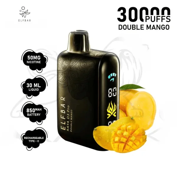 Elf Bar Raya D3 Pro 30K Double Mango Disposable Vape � 30000 Puffs Rechargeable | Buy Online Mumbai - Vape Shop Mumbai