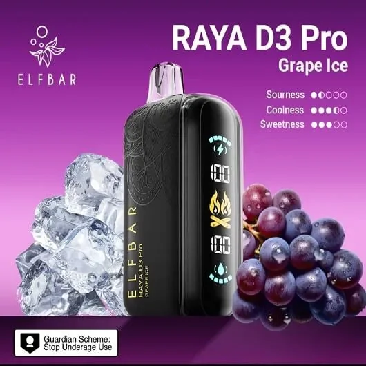 Elf Bar Raya D3 Pro 30K Grape Ice Disposable Vape � 30000 Puffs Rechargeable | Buy Online Mumbai - Vape Shop Mumbai