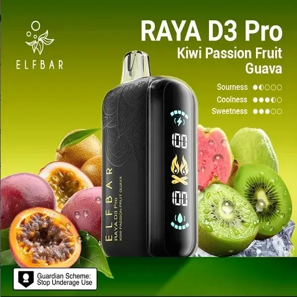 Elf Bar Raya D3 Pro 10000 Puffs Kiwi Passion Fruit Guava Disposable Vape - Vape Shop Mumbai